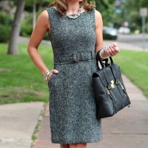 BANANA REPUBLIC Tweed Belted Sleeveless Dress